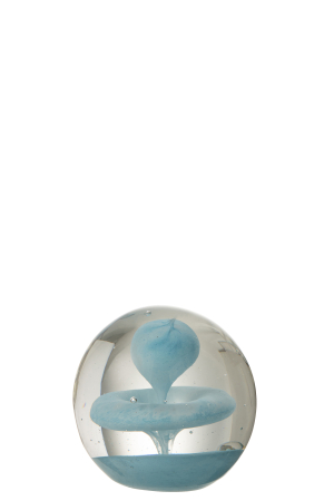 Arta sticlei - Decoratiune paperweight, Sticla, Albastru, 8x8x8