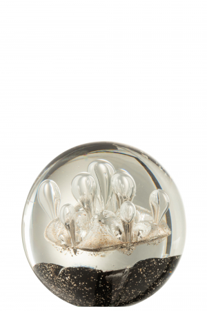 Arta sticlei - Decoratiune paperweight, Sticla, Negru, 12x12x11 cm