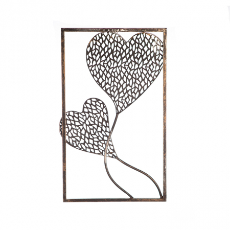 Decoratiuni de perete - Decoratiune pentru perete 2 Purley Hearts,argintiu, 30x50 cm
