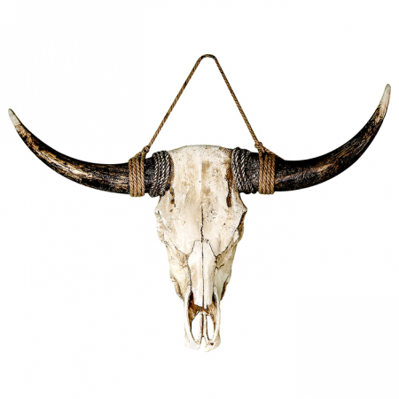 Decoratiuni de perete - Decoratiune perete Buffalo, rasina, alb/maro, 7.5x38x24 cm