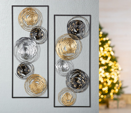 Accesorii - Decoratiune perete, LUGO, metal, 2X36X91 cm set 2