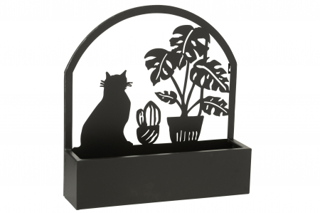 Ghivece si suporturi de flori - Decoratiune perete, Metal , Negru, 41x11x54