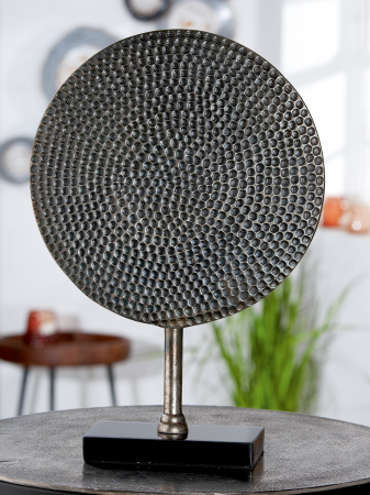 Modern - Decoratiune Round, Aluminiu, Argintiu, 30.5x44.5x10 cm