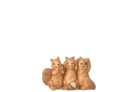 Animale - Decoratiune, Trei Veverițe, Porțelan Maro