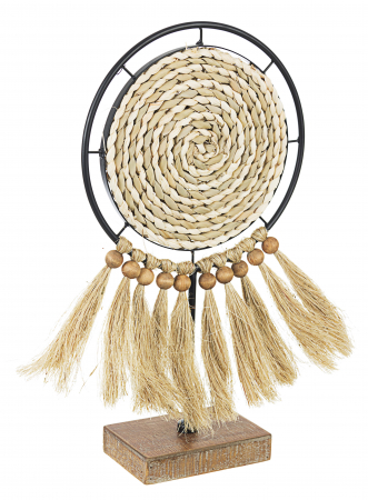 Mare si soare - Decoratiune Turkana, MDF/Stuf/Metal, Maro, 24x10x45 cm