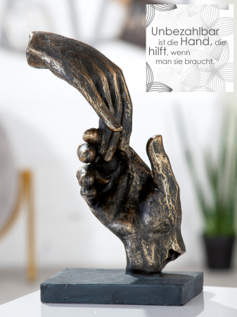 Dragobete - Decoratiune Two hands, Rasina, Bronz/Gri, 13x21x7 cm