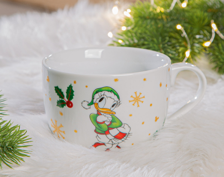Bucatarie - Disney, Ceasca de cappuccino, „Daisy Duck - Magia iernii”, Portelan, multicolor, PU 3, Latime 14,5 cm, inaltime 8 cm, Adancime 11,5 cm