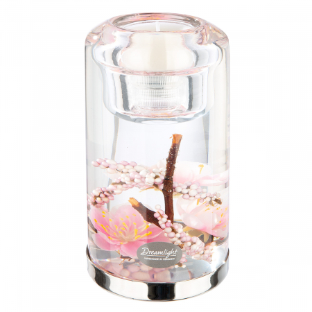 Suporturi lumanari - Dreamlight, Lumanare Tealight (LED), Candela Classic, Hanamy, Floare de cires, Sticla, trandafir, PU 4, H. 14,5 cm, D. 7,2 cm