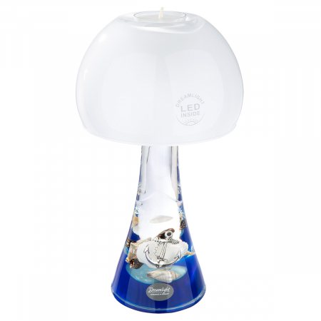 Suporturi lumanari - Dreamlight, Lumanare Tealight (LED), Lamp Salon, Ocean, Motiv Shell, Sticla, albastru, PU 2, H. 23 cm, D. 12,5 cm