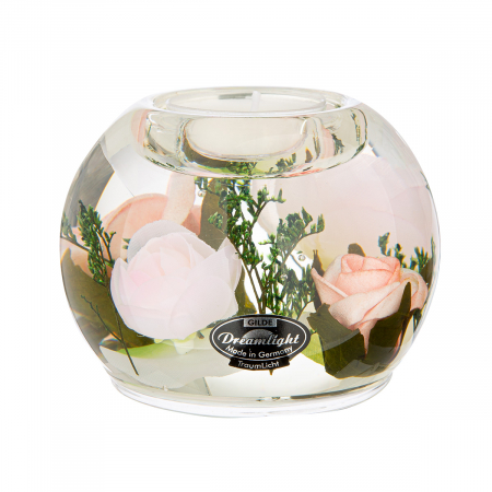 Suporturi lumanari - Dreamlight, Suport lumanare, Mercur, Isabella, Sticlă, trandafir, PU 6, H. 7 cm, D. 9 cm