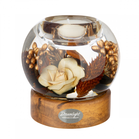 Suporturi lumanari - Dreamlight, Suport lumanare, Mercur pe bază de lemn, Elegance, Sticlă, Lemn, maro, PU 4, H. 9 cm, D. 9 cm