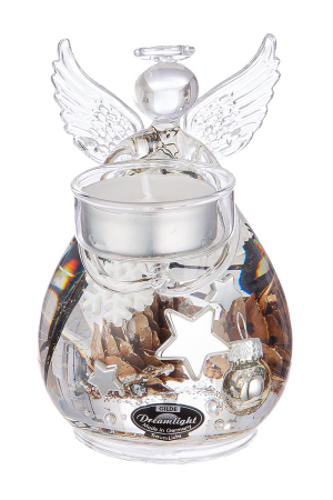 Suporturi lumanari - Dreamlight, Suport lumanare tip tealight, Angel Petit Medium, „Poveste de iarna”, Sticla, maro, transparent, PU 4, H 12 cm, A. 8 cm