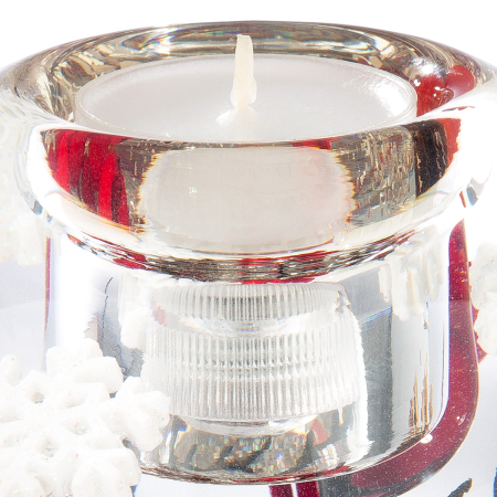 Suporturi lumanari - Dreamlight, Suport lumanare tip tealight (LED), Mercur Maxi, „Winter Berries”, Sticla, rosu, PU 2, H 10 cm, A. 11 cm