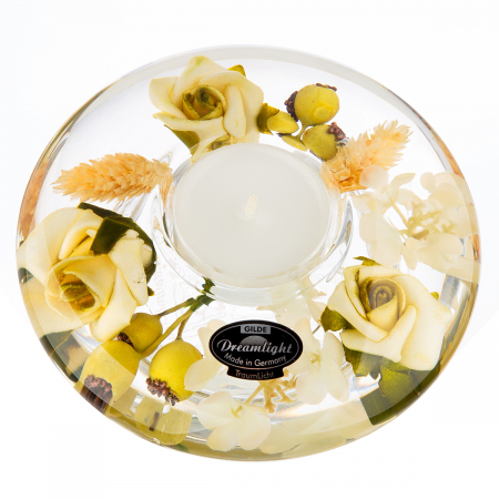 Suporturi lumanari - Dreamlight, Suport lumanare, Ufo Medium, Green Valley, Sticlă, ecru, PU 6, H. 5 cm, D. 12 cm