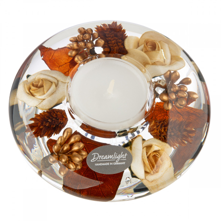 Suporturi lumanari - Dreamlight, Suport lumanare, Ufo Mini, Elegance, Sticla, maro, PU 6, H. 4 cm, D. 10,5 cm