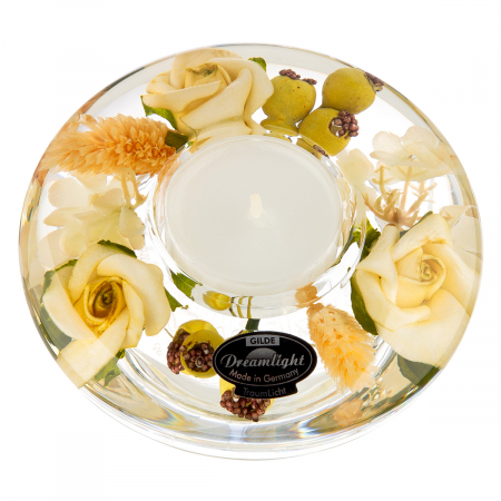 Suporturi lumanari - Dreamlight, Suport lumanare, Ufo Mini, Green Valley, Sticla, ecru, PU 6, H. 4 cm, D. 10,5 cm