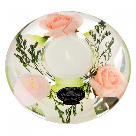 Suporturi lumanari - Dreamlight, Suport lumanare, Ufo Mini, Isabella, Sticlă, trandafir, PU 6, H. 4 cm, D. 10,5 cm
