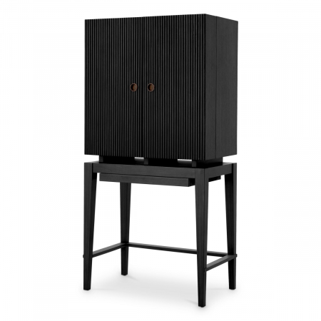 Mese de bar - Dulap bar, Dimitrios, furnir din stejar, gri cărbune, Dims: W. 82.5 | D. 51 | H. 168 (CM)