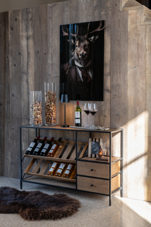 Mese de bar - Dulap bar furnir, natur/negru, S