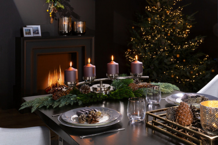 Suporturi lumanari - DUNJA, Suport lumânare pentru tea lights, nichel, 62x24x10,5 cm