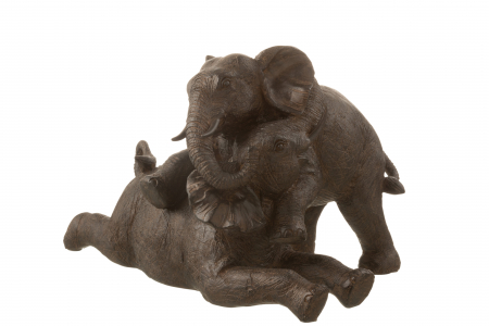 Animale - Decoratiune Elefant, Compozit, Maro, 35x28.5x22 cm