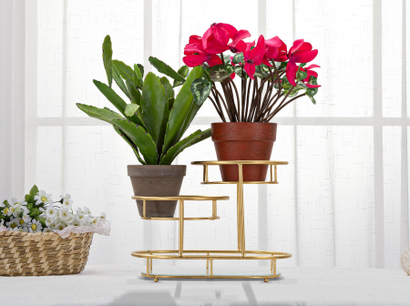 Tavi si platouri - Etajera 3 Levels - B -, Fier/Sticla, Multicolor, 27x36x22.5 cm