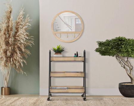 Masute - Etajera cu roti Fuji, Fier, Multicolor, 80x60x30 cm