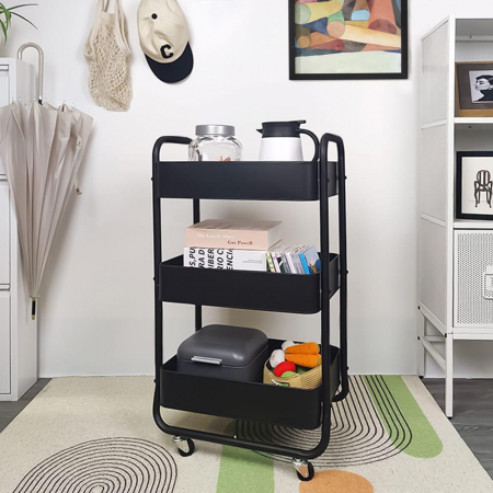 Organizatoare - Etajera pe roti CLEVER 2, metal, negru