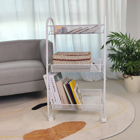 Organizatoare - Etajera pe roti CLEVER, metal, alb
