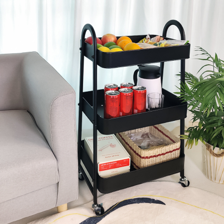 Organizatoare - Etajera pe roti CLEVER, metal, negru