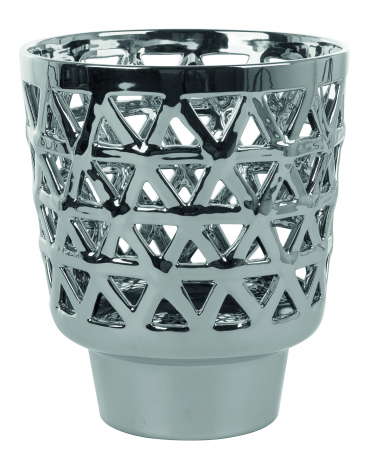 Suporturi lumanari - EVITA, Suport lumânare, ceramica, argint, h.23 cm, d.20 cm