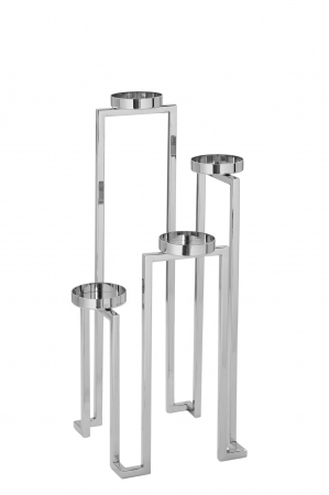 Suporturi lumanari - EZ-GRANT, Suport de lumanari pentru 4 lumanari, nichel, fara sticlă, h.56,d.22 cm