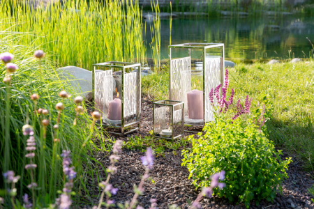 Suporturi lumanari - EZ-NICOSA, Suport lumânare, inox, Sticlă, l.19, l.19, h.40 cm