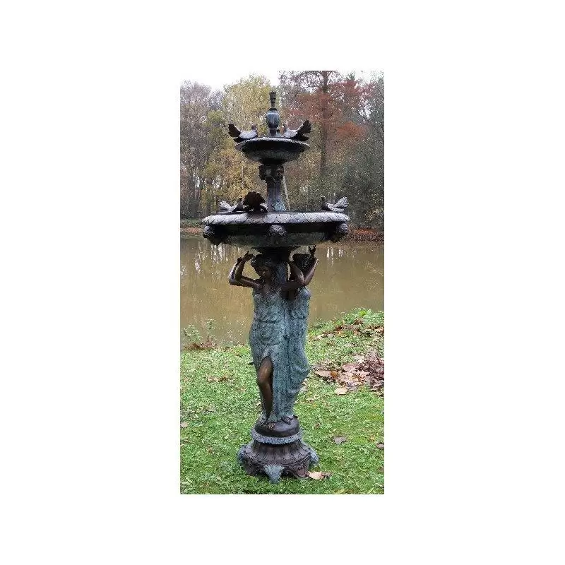 Statui - Fantana in forma de 3 femei cu pasari, Bronz, 205 X 80 X 80 cm