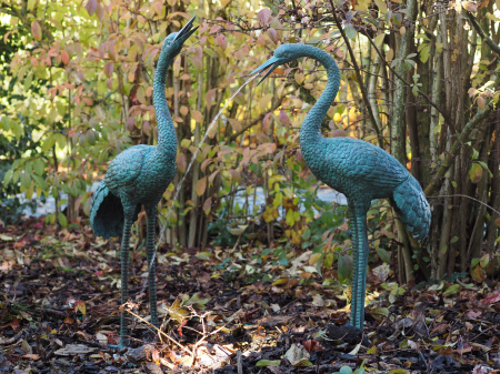 Figurine bronz - Fantana in forma de cranebirds, Bronz, 98 x 24 x 53 cm