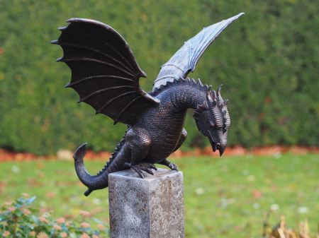 Statui - Fantana in forma de dragon, Bronz,  60 X 58 X 35 cm