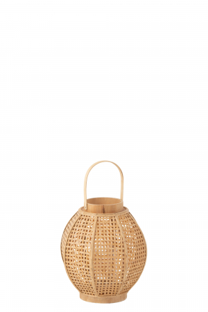 Suporturi lumanari - Felinar Bamboo, Fibre sintetice, Natural, 29x29x34 cm