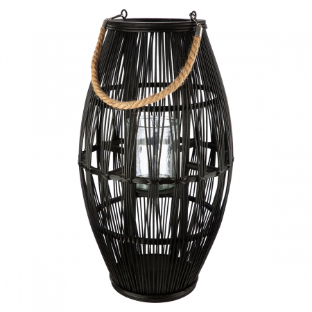 Suporturi lumanari - Felinar, Con, Bambus, negru, PU 2, H 50 cm, D 29 cm