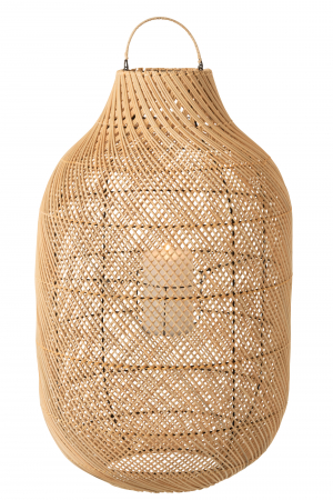 Suporturi lumanari - Felinar Cylinder, Ratan/Bambus, Natural, 41x41x80 cm