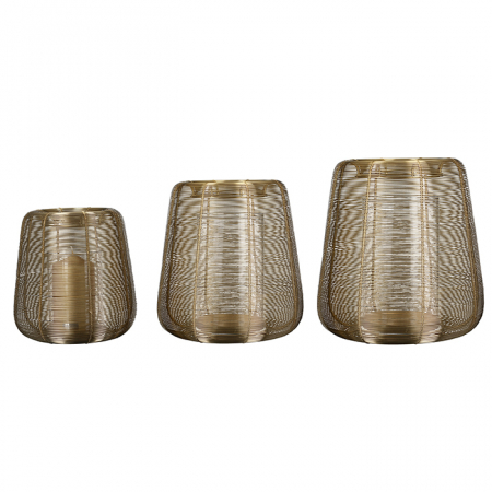 Suporturi lumanari - Felinar Lucerno, sticla/metal, auriu, 29x25 cm