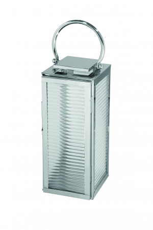 Suporturi lumanari - Felinar MALAGA, Otel/Sticla, Argintiu, 18x43 cm