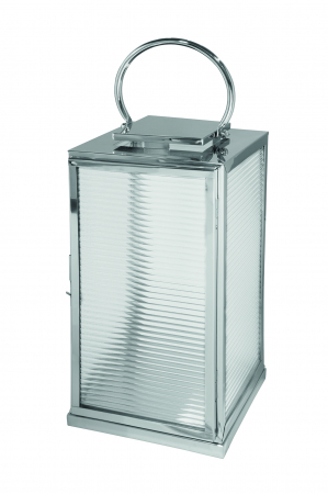 Suporturi lumanari - Felinar MALAGA, Otel/Sticla, Argintiu, 30x58 cm