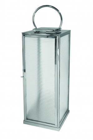 Suporturi lumanari - Felinar MALAGA, Otel/Sticla, Argintiu, 30x78 cm