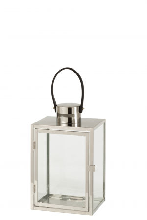 Suporturi lumanari - Felinar, Metal, Argintiu, 20.5x15.5x44 cm