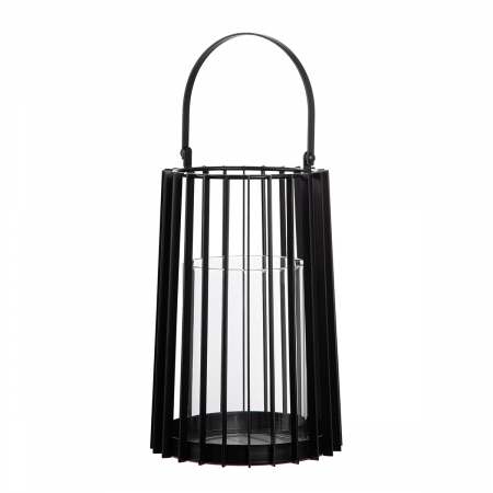 Suporturi lumanari - Felinar, Metal, negru, PU 2, H 40 cm, D 19 cm