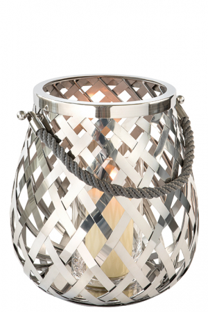 Felinare, lămpi solare și suporturi pentru lumânări - Felinar OTIS, otel inoxidabil/sticla, 33 x 33 cm