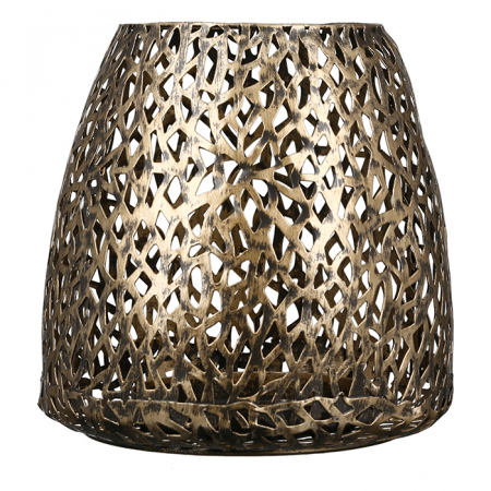 Felinare, lămpi solare și suporturi pentru lumânări - Felinar Purley, metal, auriu, 20x20 cm