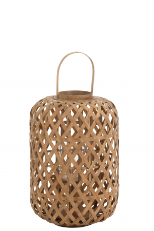 Suporturi lumanari - Felinar, Rachita/bambus, Natural, 37.5x37.5x70 cm