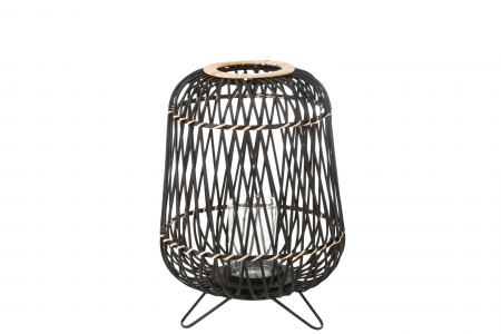 Suporturi lumanari - Felinar, Rachita/bambus, Negru, 36x36x49 cm