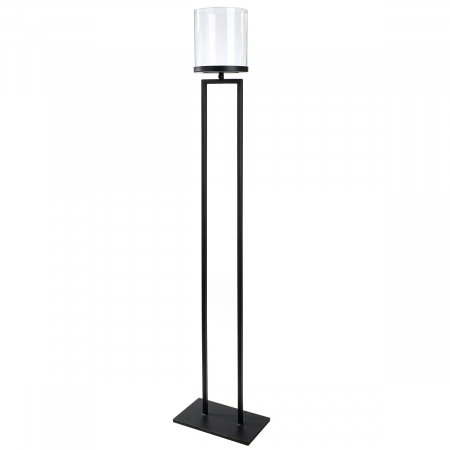 Suporturi lumanari - Felinar, rotund, fier, negru, PU 2, L. 15 cm, l. 25 cm, H 123 cm